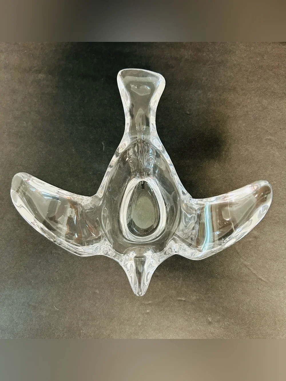 Princess House Vintage MCM Art Glass Clear Lead Crystal Flying Dove Home Decor